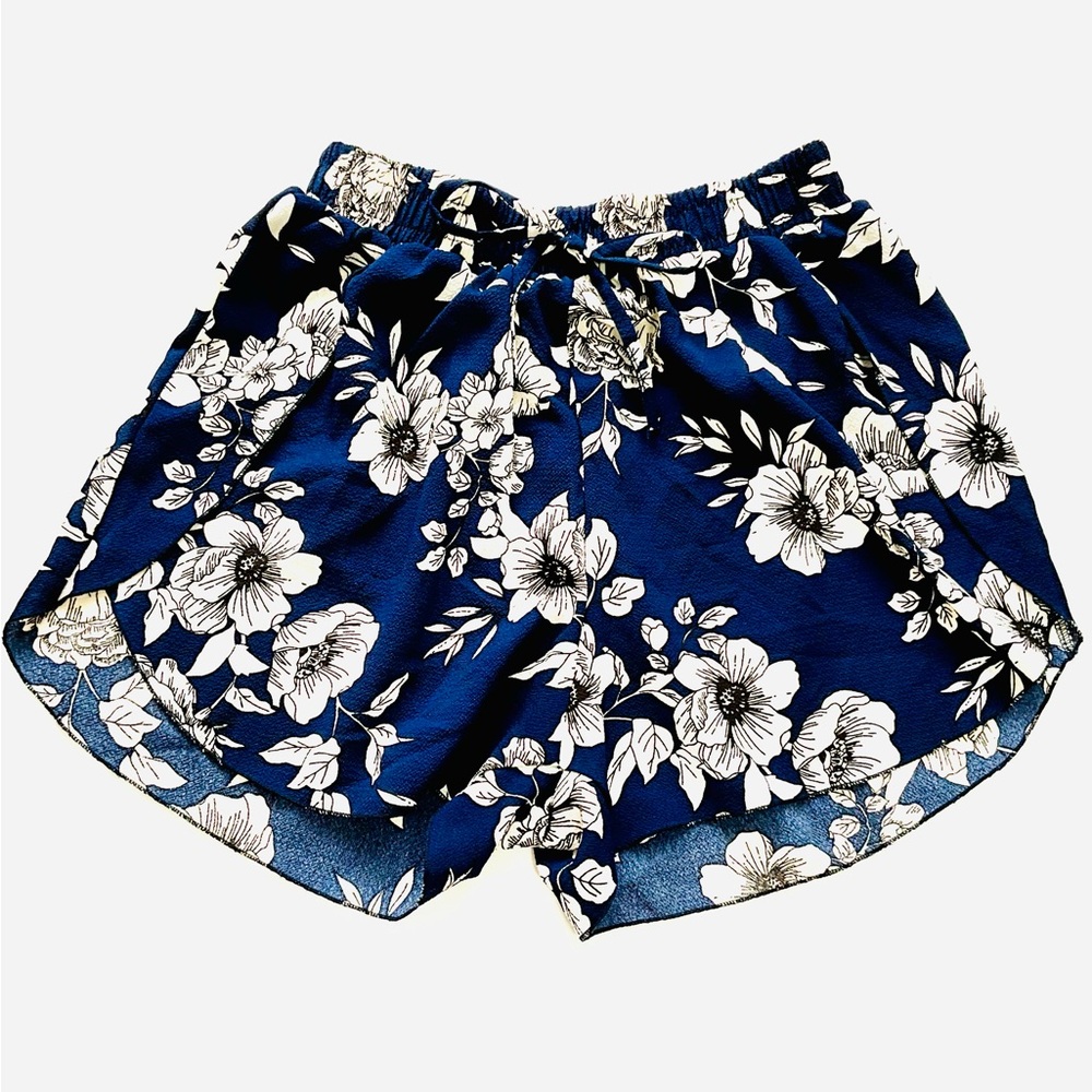 Blue shorts with white flowers
